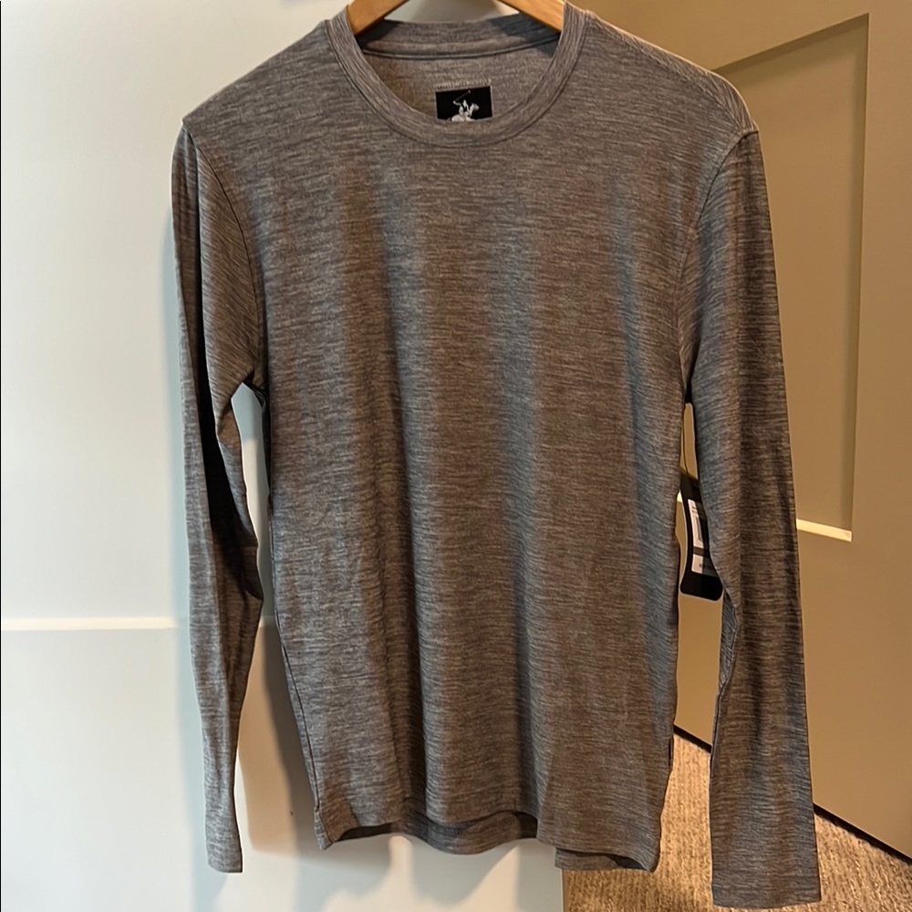 Men's Gray Long Sleeve Polo Sport Shirt